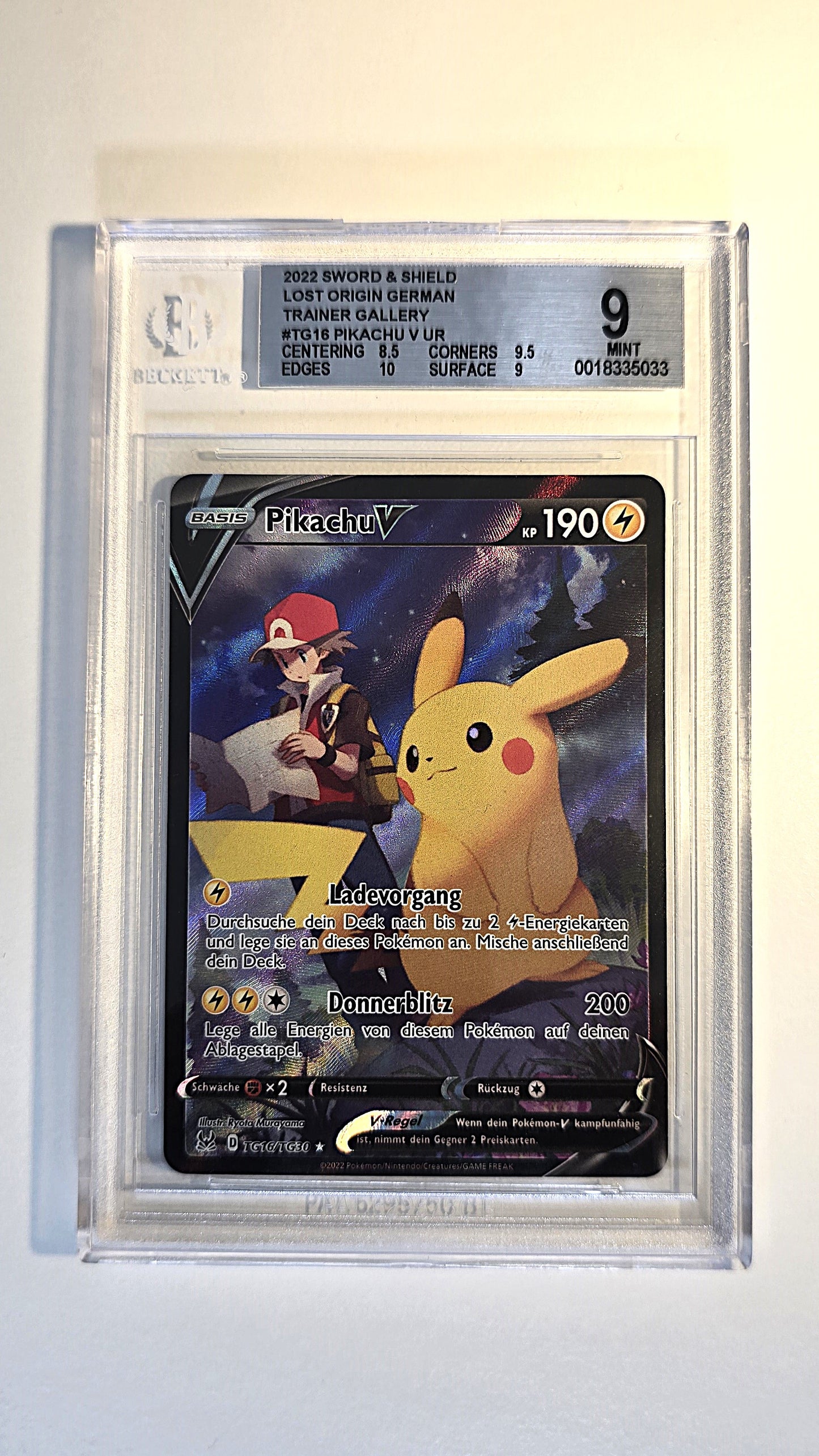 Pikachu V UR ALT Verlorener Ursprung Beckett 9 Deutsch