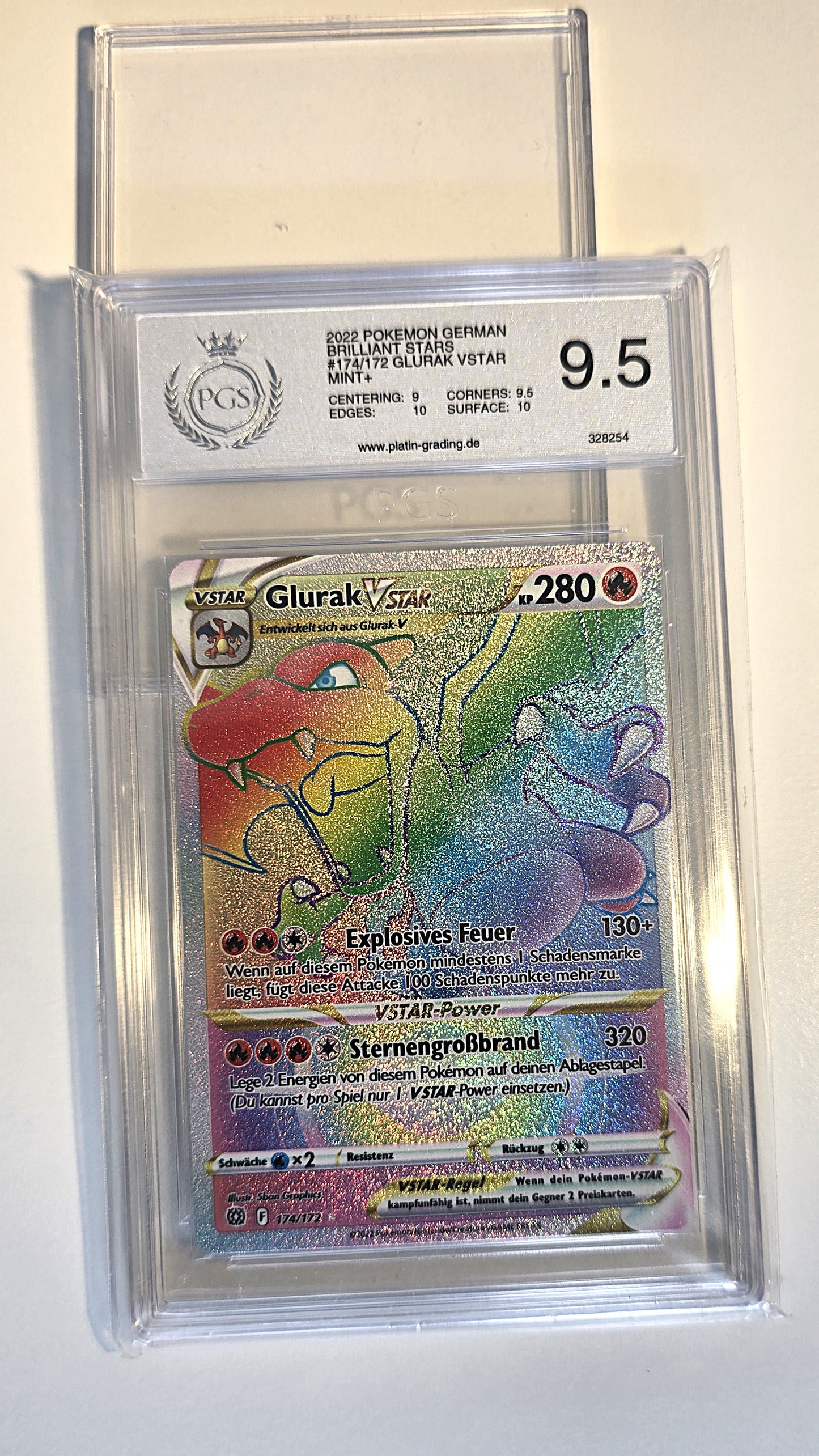Glurak VSTAR Regenbogen Strahlende Sterne PGS 9,5 Deutsch