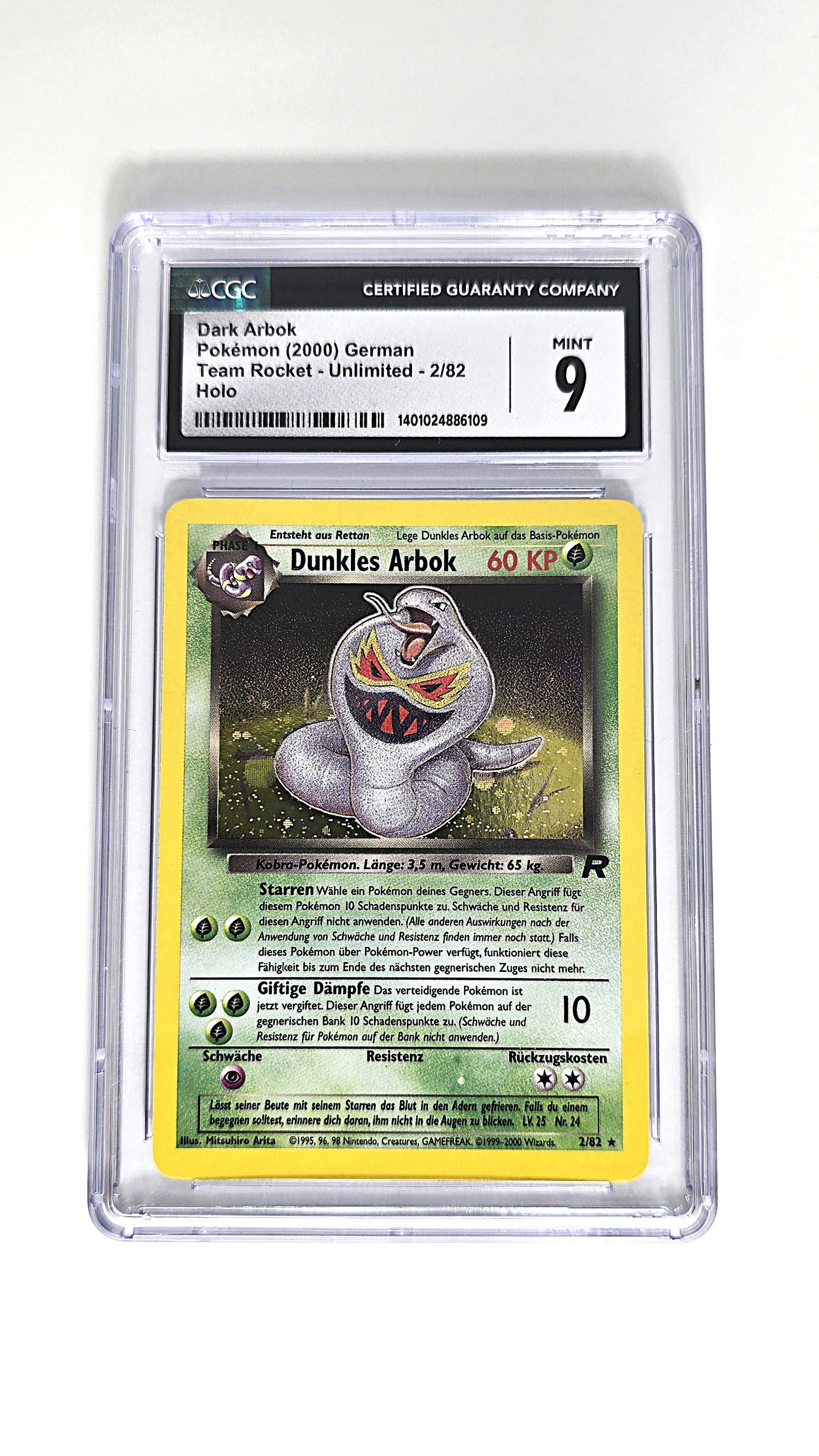 Dunkles Arbok Holo Team Rocket CGC 9 Deutsch