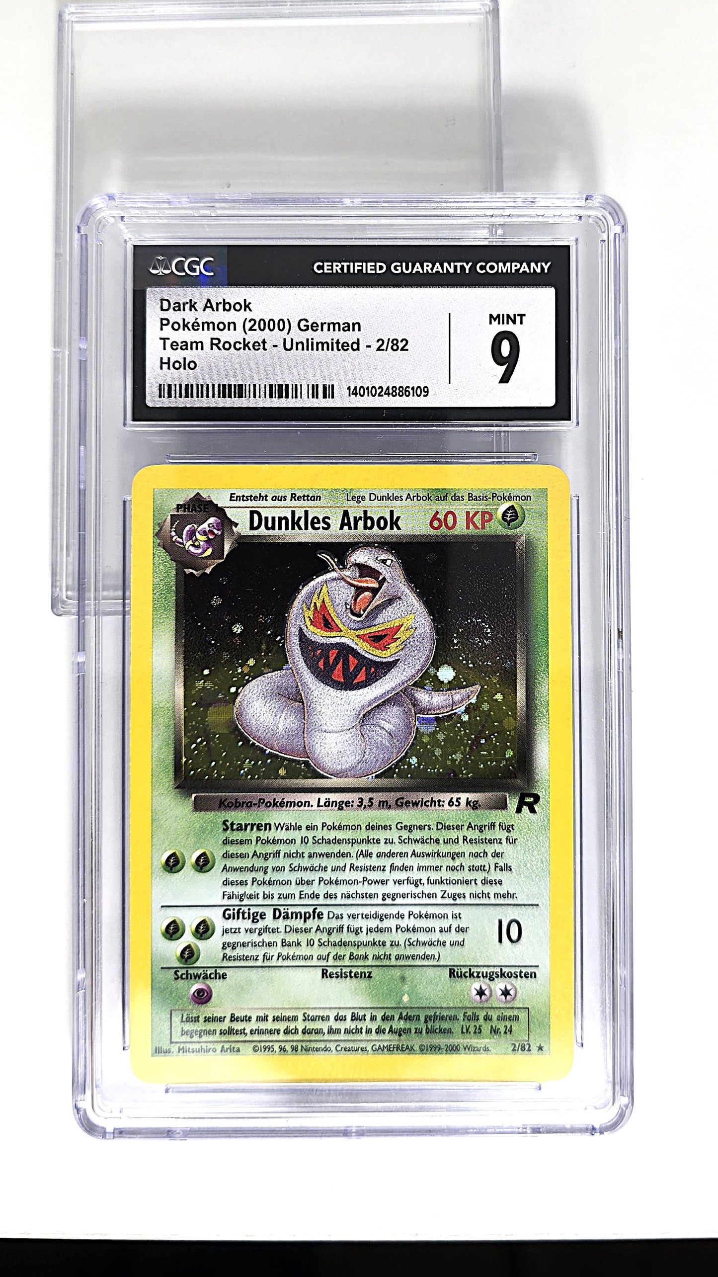 Dunkles Arbok Holo Team Rocket CGC 9 Deutsch