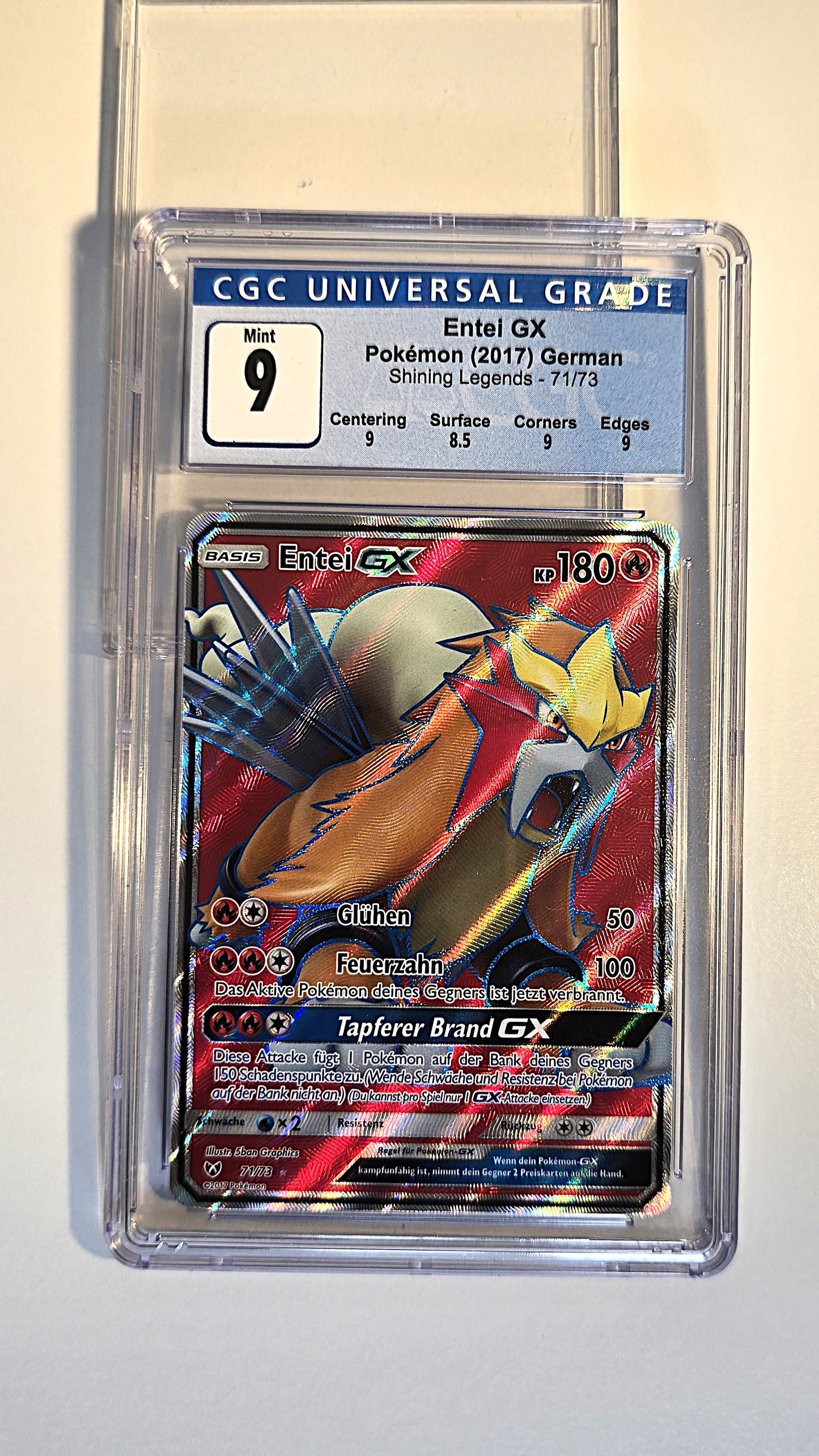 Entei GX Full Art Schimmernde Legenden 2017 CGC 9 Deutsch