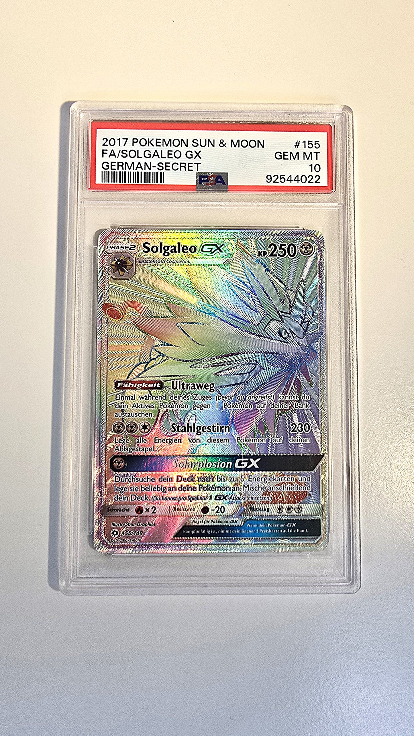 Solgaleo GX Rainbow Sonne & Mond PSA10 POP 1! Deutsch