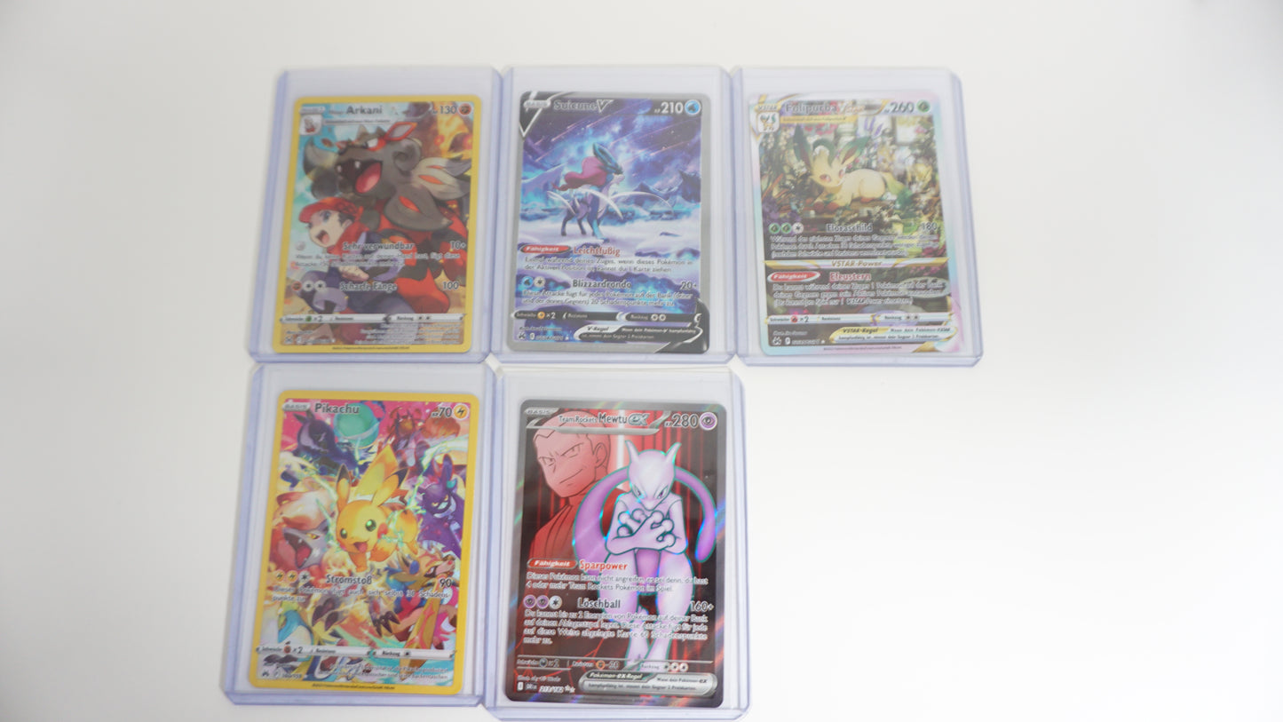 Einzelkarten Paket Mewtu, Pikachu, Folipurba, Suicune, Arkani