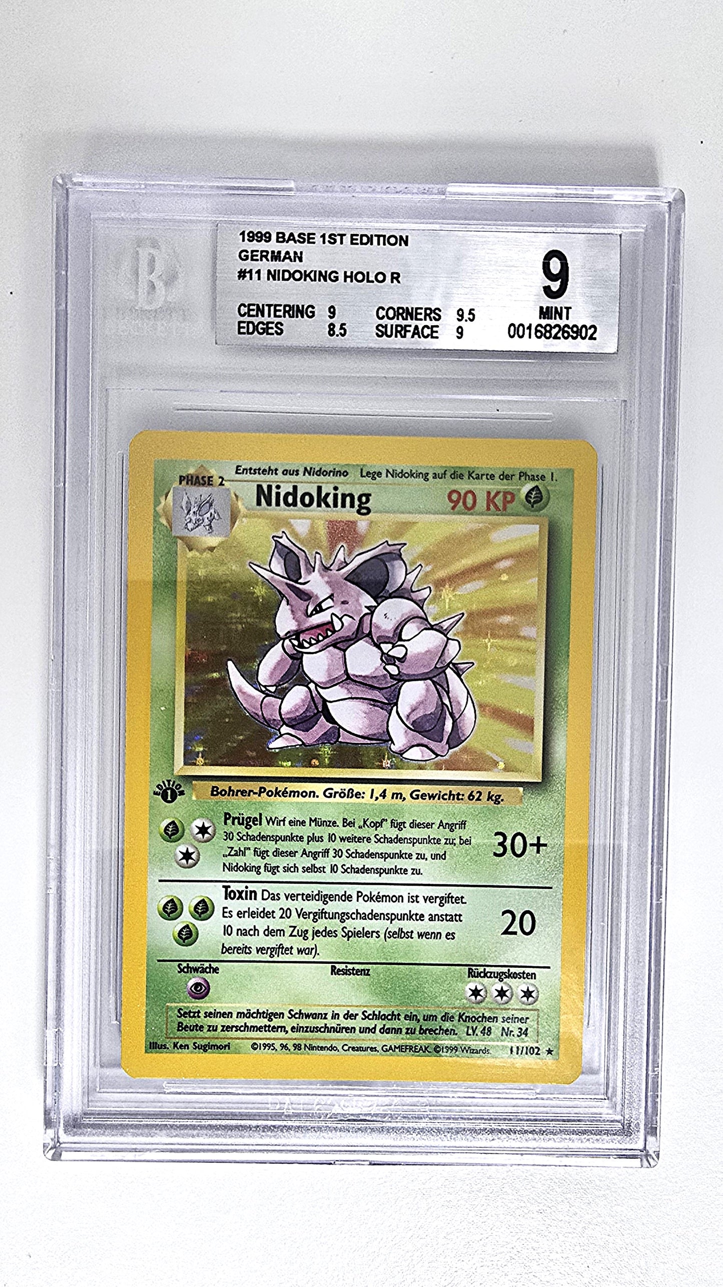 Nidoking Holo Base Set First Edition Beckett 9 Deutsch!