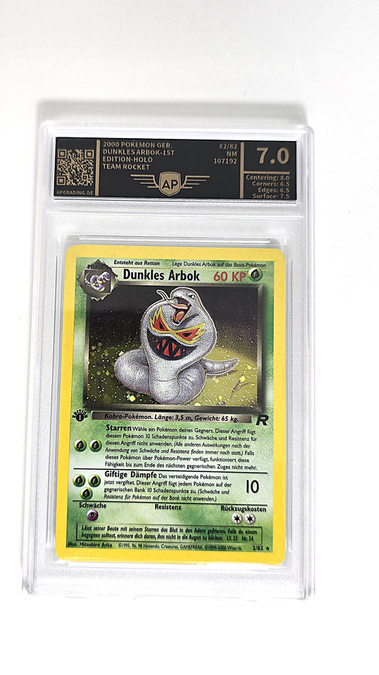 Dunkles Arbok Holo First edition Team Rocket AP Grading 7,0 Deutsch