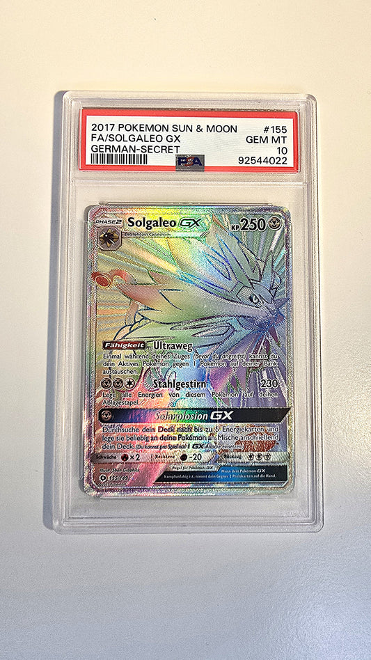 Solgaleo GX Rainbow Sonne & Mond PSA10 POP 1! Deutsch