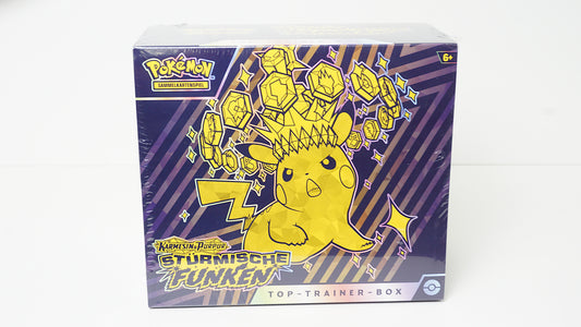 Pokémon-Sammelkartenspiel Top-Trainer-Box Karmesin & Purpur – Stürmische Funken Deutsch